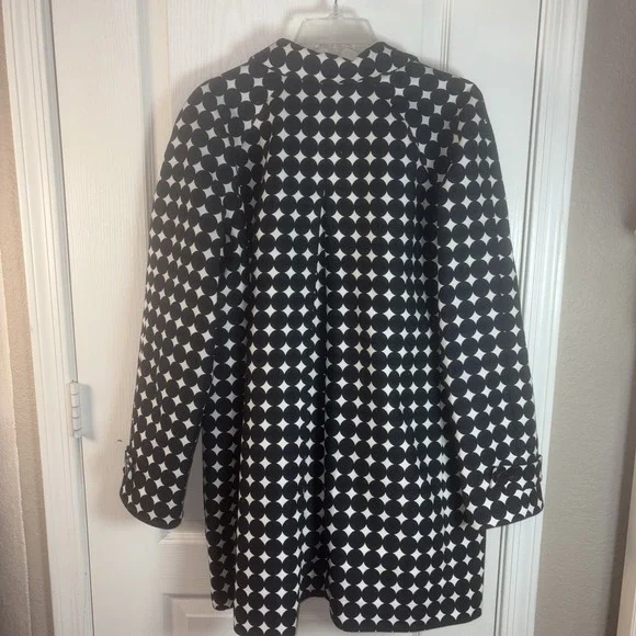 Talbots Women's Coat 14 EUC Navy Circle Print 40s Style Mid-Length Button-Up Lin - Picture 3 of 10